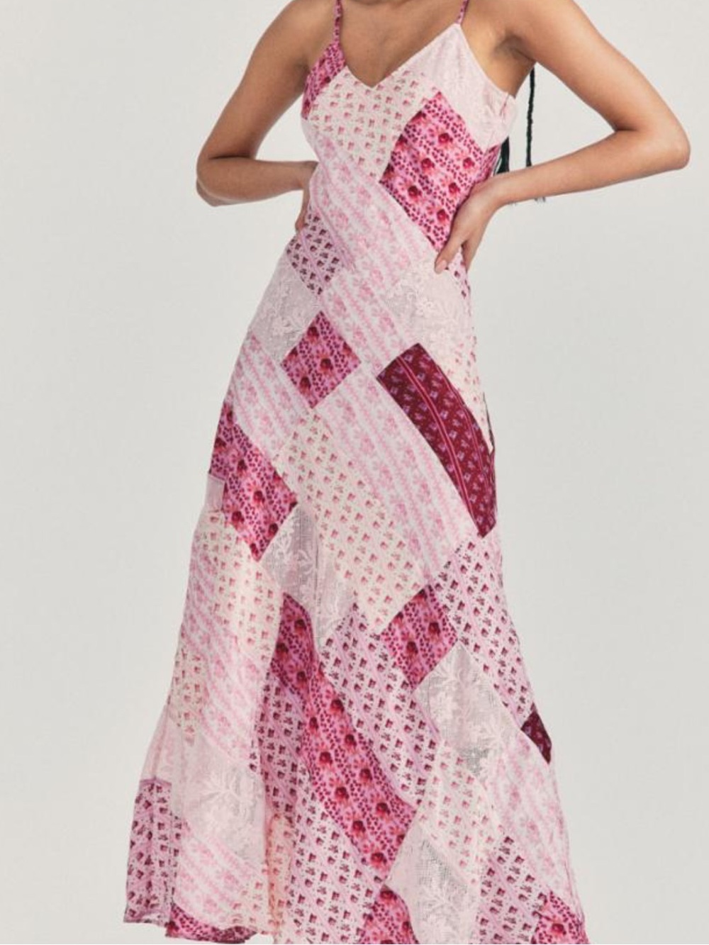 LoveShackFancy Pink Patchwork Maxi dress